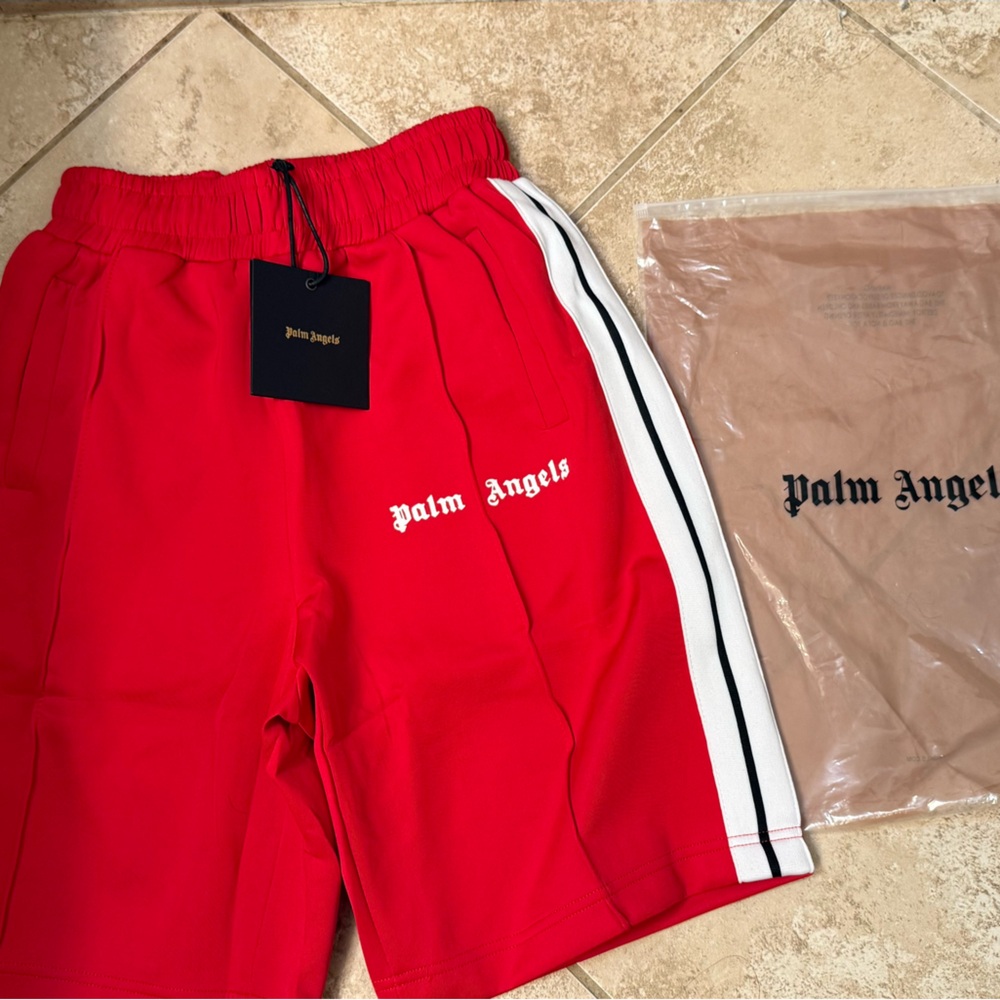 Palm Angels Kids Bright Red Shorts